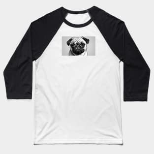 Pug Dog Portrait Baseball T-Shirt